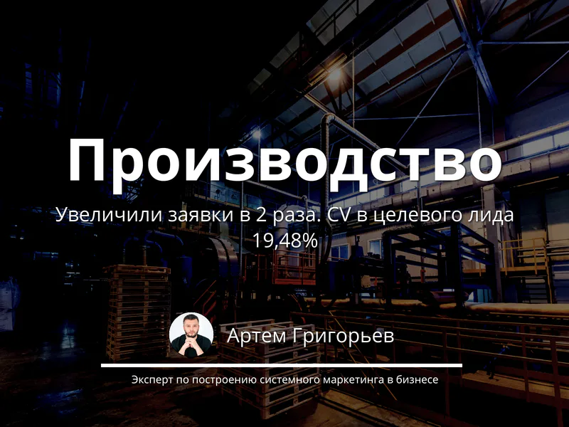 Увеличили лиды в 2 раза для производителя | CV в целевого — 19,48%